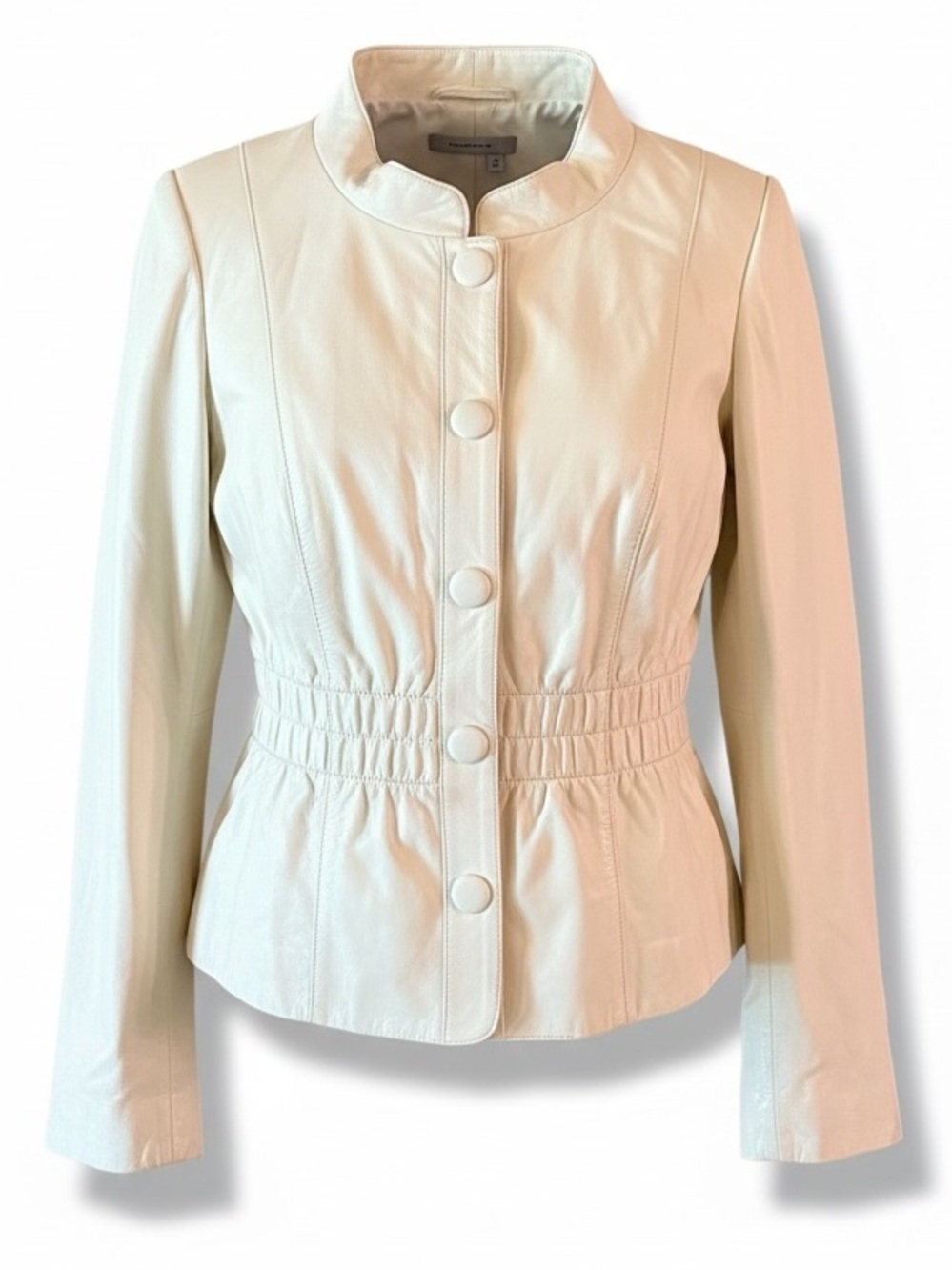 Classiques Entier Ivory Leather Button-Front Jacket
